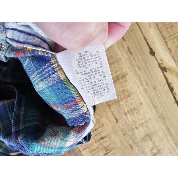 Oshkosh B'Gosh Vintage Plaid Overall Shorts Youth Size 4T 100% Cotton - Picture 8 of 8